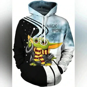Unisex Yoda Harry Potter Collab 3D Print‎  Cool Pullover Hooded Sz. XXL NWOT